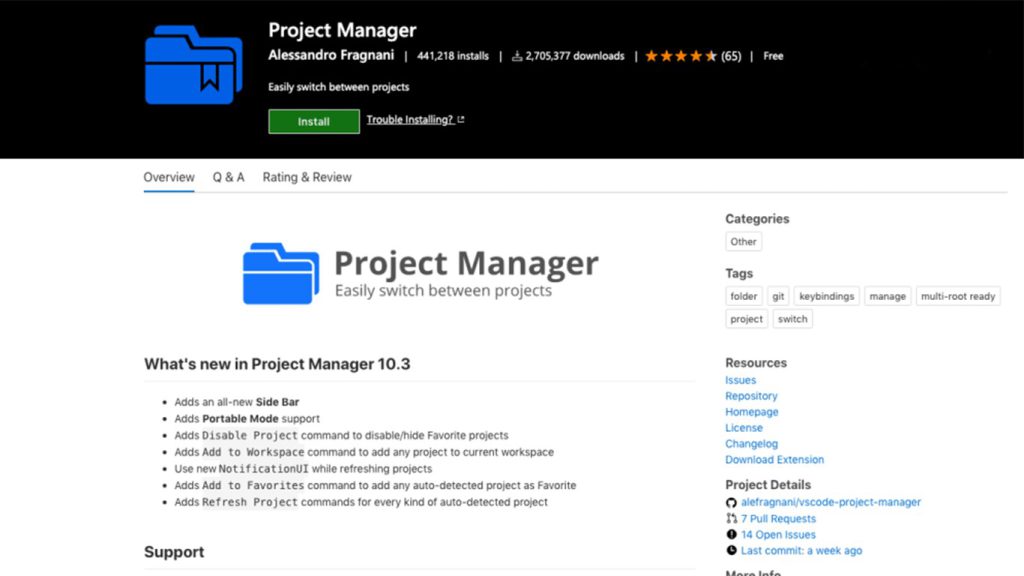 پلاگین Project Manager